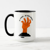 Wees bang griezelige Oranje Hand Black Soil Hallow Mok (Links)