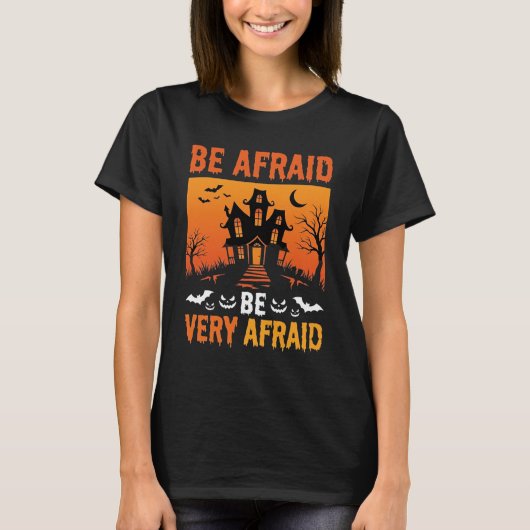 Wees Bang Huis Halloween Ontwerp T-shirt (Voorkant)