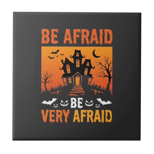 Wees Bang Huis Halloween Ontwerp Tegeltje (Voorkant)