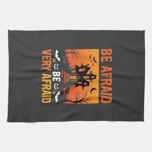 Wees Bang Huis Halloween Ontwerp Theedoek (Horizontaal)
