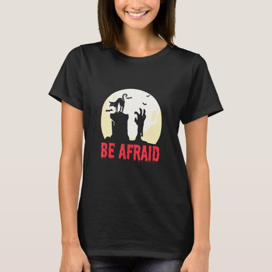 Wees bang kat vleermuis t-shirt (Voorkant)