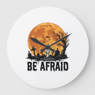 Wees Bang Vintage Halloween Kerkhof Vector Ontwerp Grote Klok