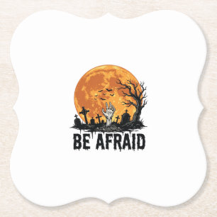Wees Bang Vintage Halloween Kerkhof Vector Ontwerp Kartonnen Onderzetters