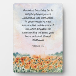 Wees bezorgd voor niets Bijbelvers Kunstwerk 5x7 Fotoplaat