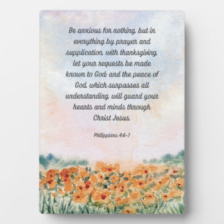 Wees bezorgd voor niets Bijbelvers Kunstwerk 5x7 Fotoplaat