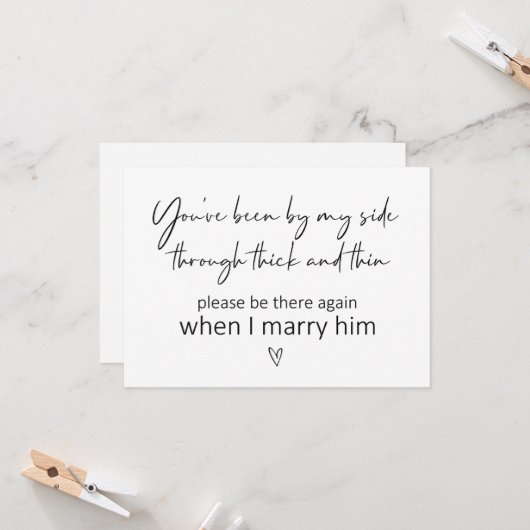 Wees bij mijn kant bruidsmeisje, gevouwen Kaart (Voorkant / Achterkant in situ)