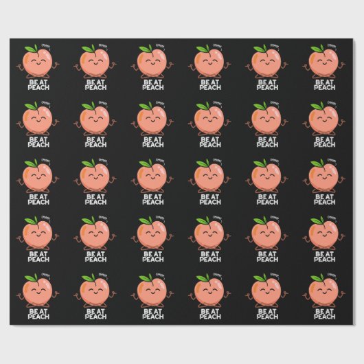 Wees bij Peach Funny Fruit Pun Dark BG Cadeaupapier (Vlak)