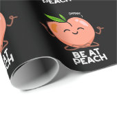 Wees bij Peach Funny Fruit Pun Dark BG Cadeaupapier (Rol Hoek)