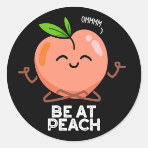 Wees bij Peach Funny Fruit Pun Dark BG Ronde Sticker