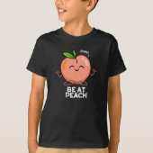 Wees bij Peach Funny Fruit Pun Dark BG T-shirt (Voorkant)