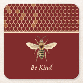 Wees bijen en honingraat op Bourgogne Kartonnen Onderzetters