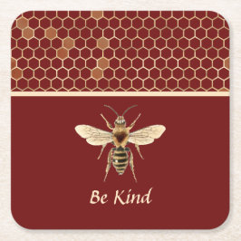 Wees bijen en honingraat op Bourgogne Kartonnen Onderzetters