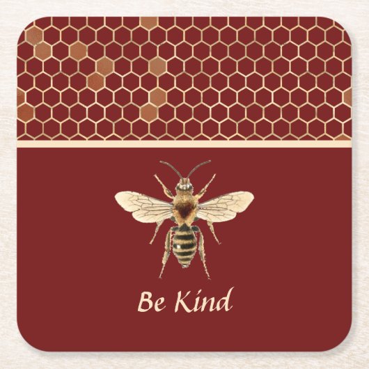 Wees bijen en honingraat op Bourgogne Kartonnen Onderzetters (Voorkant)