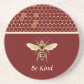 Wees bijen en honingraat op Bourgogne Zandsteen Onderzetter (Voorkant)