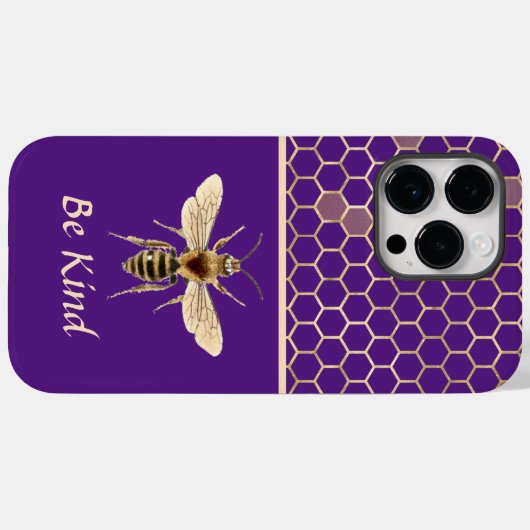 Wees bijen en honingraat op Paars Case-Mate iPhone Case (Achterkant (horizontaal))