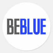 Wees blauw ronde sticker (Voorkant)