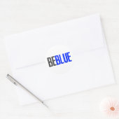 Wees blauw ronde sticker (Envelop)