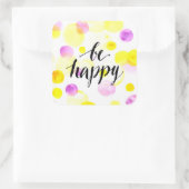 Wees blij 2 vierkante sticker (Tas)