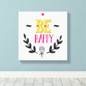 Wees blij 4 canvas afdruk (Insitu (Houten vloer))