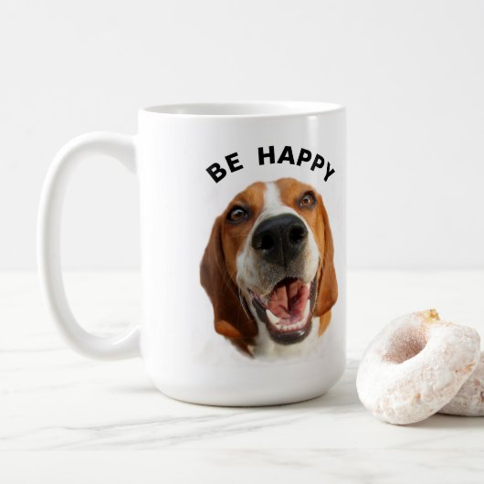 Wees blij beagle koffiemok (Met donut)
