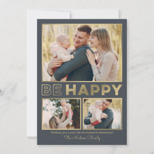 Wees blij BEWERKBAAR KLEUR vakantie fotokaart Feestdagenkaart