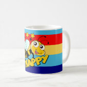 wees blij, bijen blij, grappige moug koffiemok (Voorkant rechts)