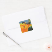 Wees blij  Bloem Foto Canna Lily Bee Pun Vierkante Sticker (Envelop)