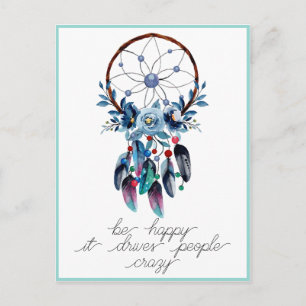 Wees blij Boho Dreamcatcher Feather Floral Briefkaart