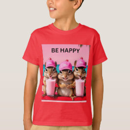 Wees blij Chipmunks met aardbeien milkshakes T-shirt