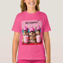 Wees blij chipmunks roze aardbeien milkshakes t-shirt