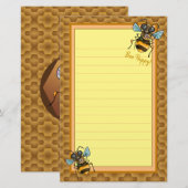 Wees blij! Cute Honey Bee Briefpapier (Voorkant / Achterkant)