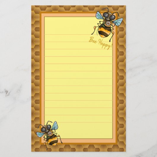 Wees blij! Cute Honey Bee Briefpapier (Voorkant)