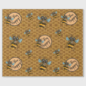 Wees blij! Cute Honey Bee Cadeaupapier (Vlak)