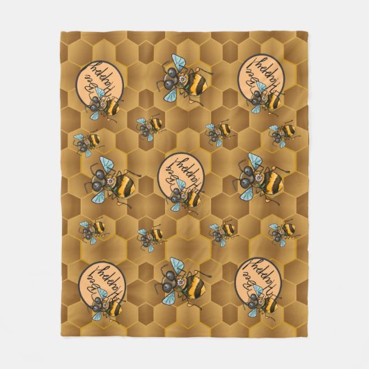 Wees blij! Cute Honey Bee Fleece Deken (Voorkant)