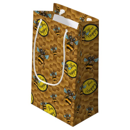 Wees blij! Cute Honey Bee Gift Bag Klein Cadeauzakje (Achterkant Gekanteld)
