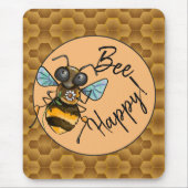 Wees blij! Cute Honey Bee Muismat (Voorkant)