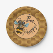Wees blij! Cute Honey Bee Papieren Bordje (Voorkant)