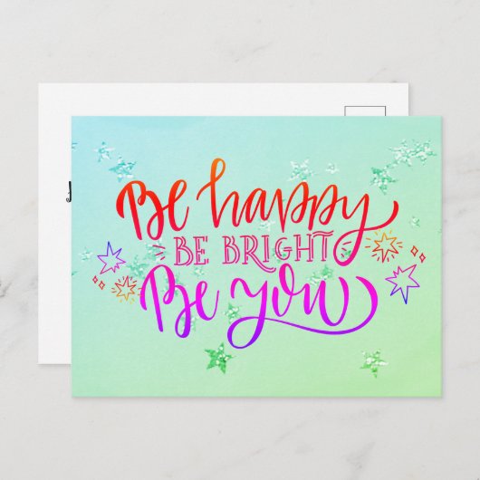 Wees blij dat je helder bent, wees positief en fee briefkaart (Voorkant / Achterkant)