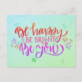 Wees blij dat je helder bent, wees positief en fee briefkaart (Voorkant)