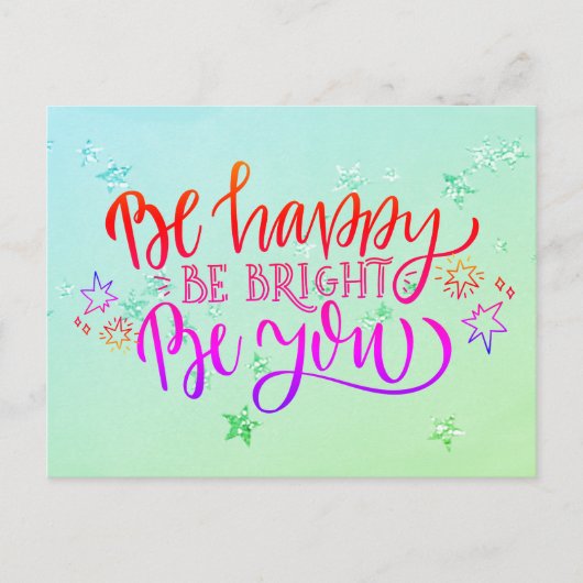 Wees blij dat je helder bent, wees positief en fee briefkaart (Voorkant)