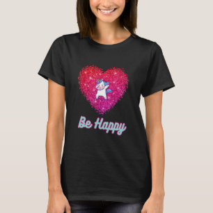 Wees blij Eenhoorn de Schattigee Dab en Roze Liefd T-shirt