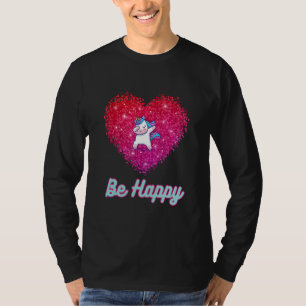 Wees blij Eenhoorn de Schattigee Dab en Roze Liefd T-shirt
