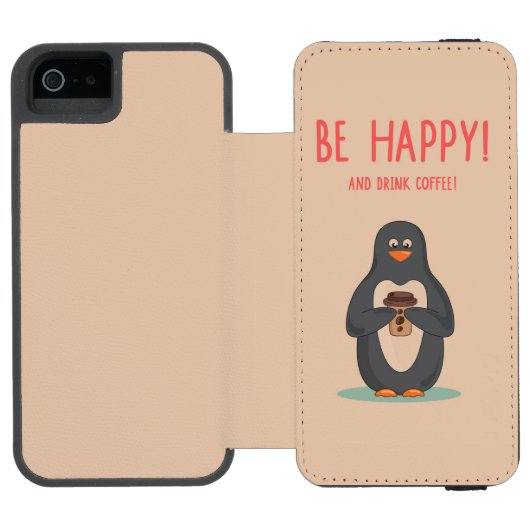 Wees blij en Drink koffie Incipio iPhone Portemonnee Hoesje (Agenda Open)