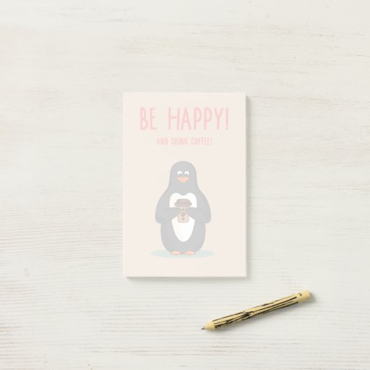 Wees blij en Drink koffie Post-it® Notes (Op bureau)