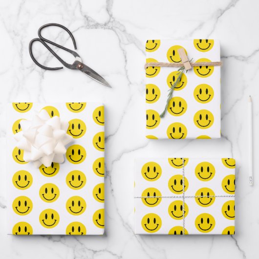 Wees blij Grinning Face Grappig Elke achtergrondkl Inpakpapier Vel (Voorkant)