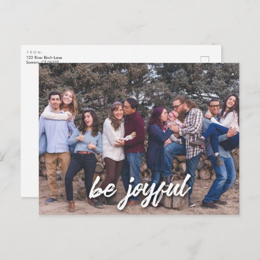 Wees blij in het Witte Horizontale Foto-Briefkaart Briefkaart (Voorkant / Achterkant)