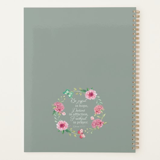 Wees blij in hoop dat tweetalige Romeinen 12:12 Planner (Achterkant)