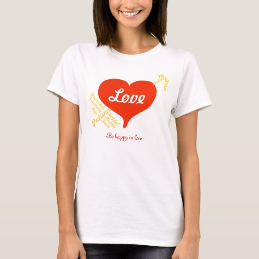 Wees blij in Love Gezegden Red Heart Arrow T-shirt (Voorkant)