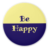 Wees blij Keramische Knop (Boter Geel & Marine Bla (Voorkant)