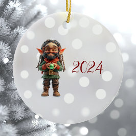Wees blij Kerst Elf Keramisch Ornament
